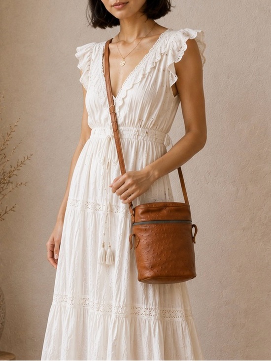 Unisa Handbags - Vintage 90s Unisa Brown Leather Crossbody Boho Minimal Bag